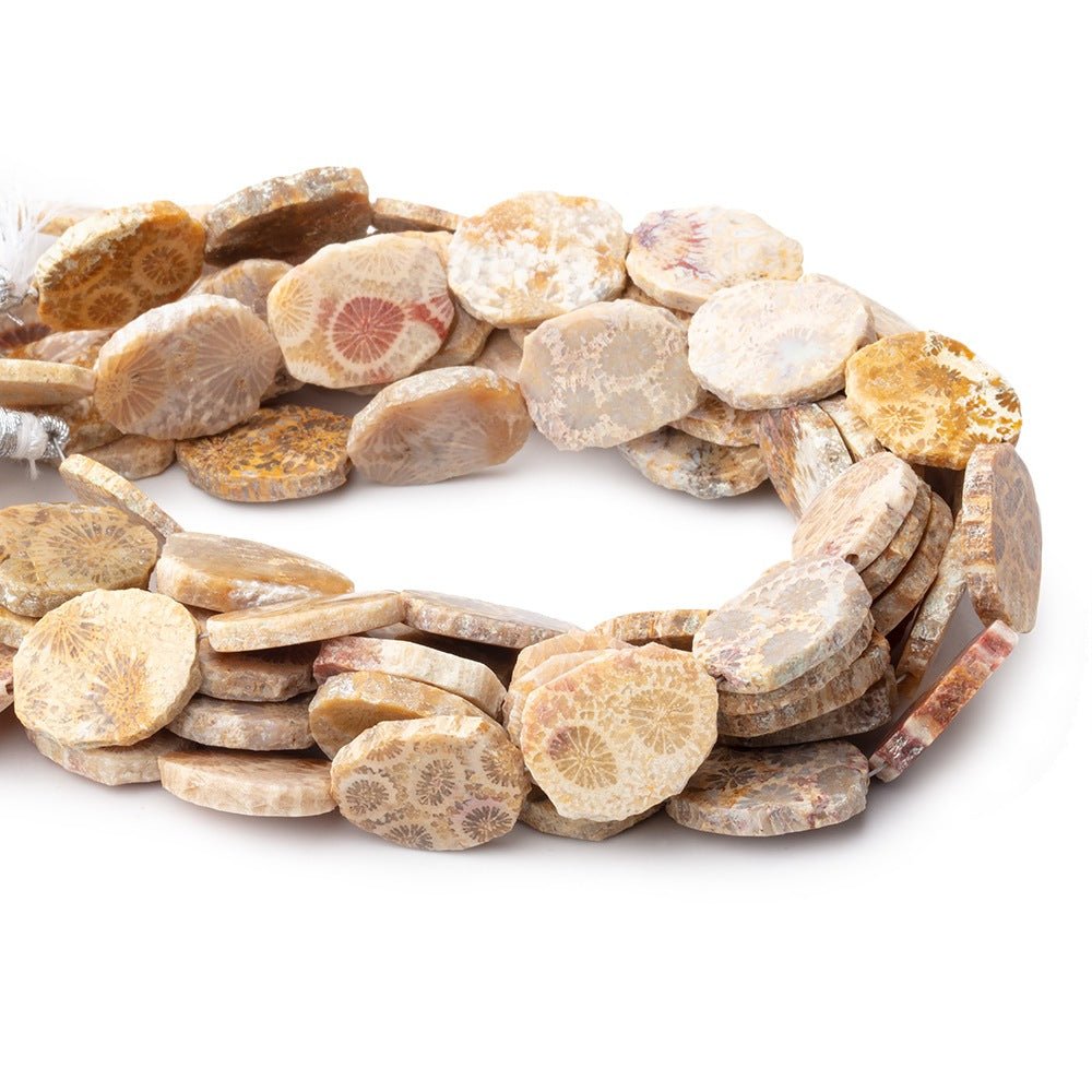15x12mm Fossil Coral Straight Drilled Slice Beads 7.5 inch 12 pieces (ONLINE ORDER ONLY)