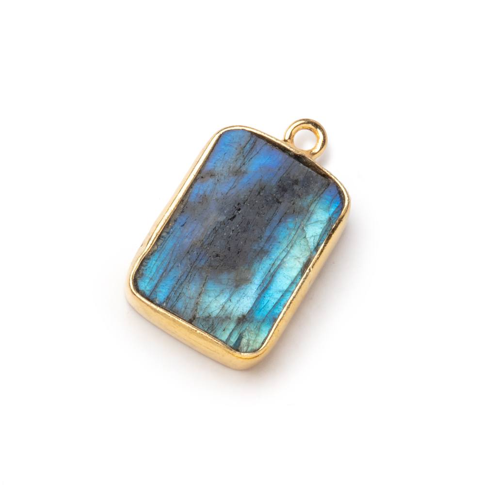18x13mm Vermeil Bezel Labradorite Flat Rectangle Pendant 1 piece (ONLINE ORDER ONLY)