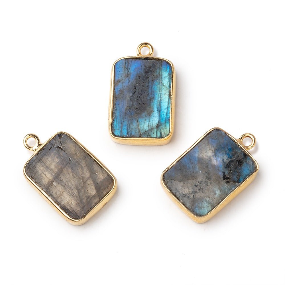18x13mm Vermeil Bezel Labradorite Flat Rectangle Pendant 1 piece (ONLINE ORDER ONLY)