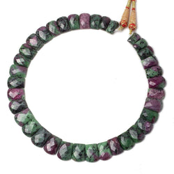 15x9-20x15mm Ruby in Zoisite double drilled faceted fancy shape collar 35 beads