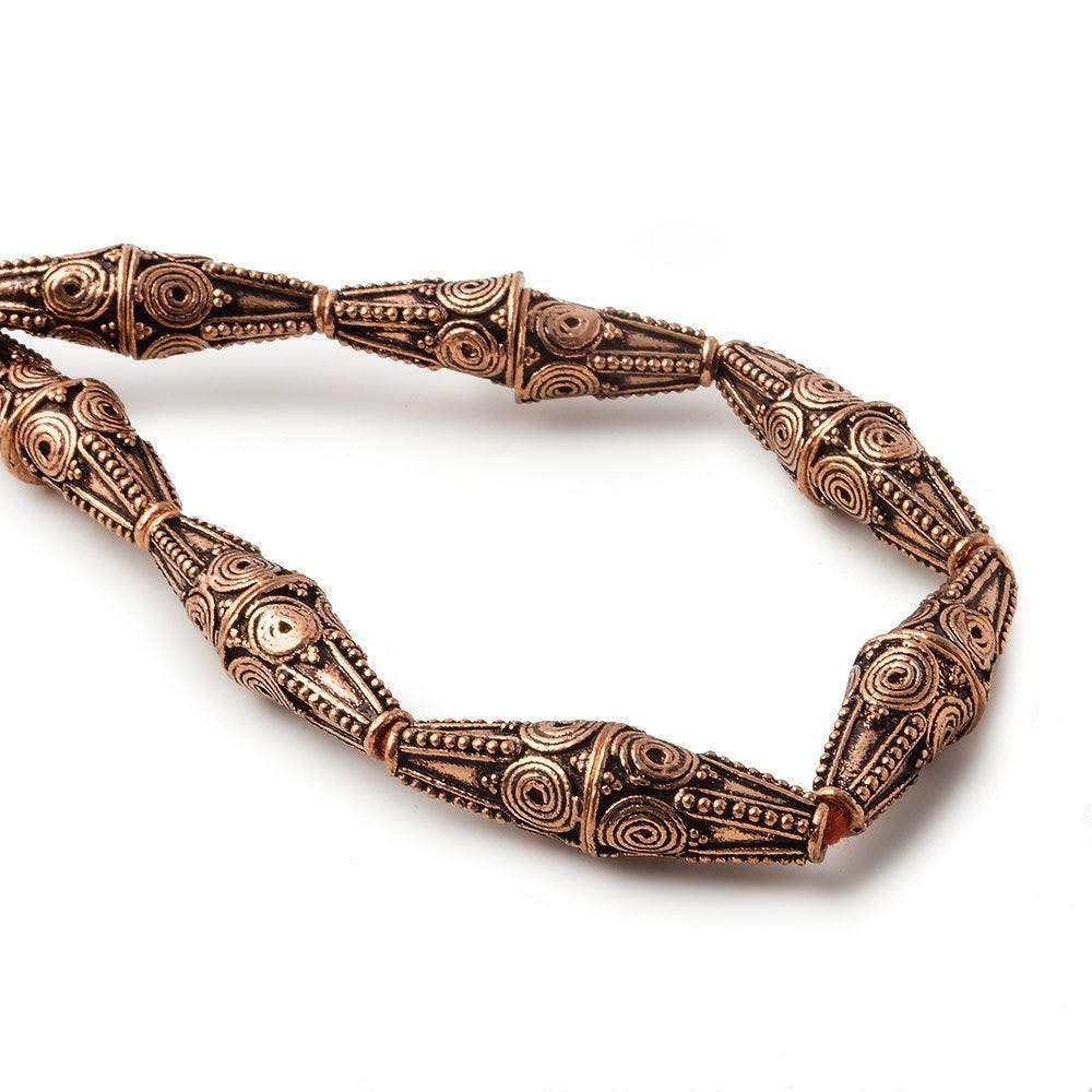 15x9mm Antiqued Copper Cone Geometric Pattern 8 inch 14 pcs (ONLINE ORDER ONLY)