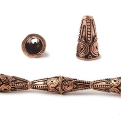 15x9mm Antiqued Copper Cone Geometric Pattern 8 inch 14 pcs (ONLINE ORDER ONLY)