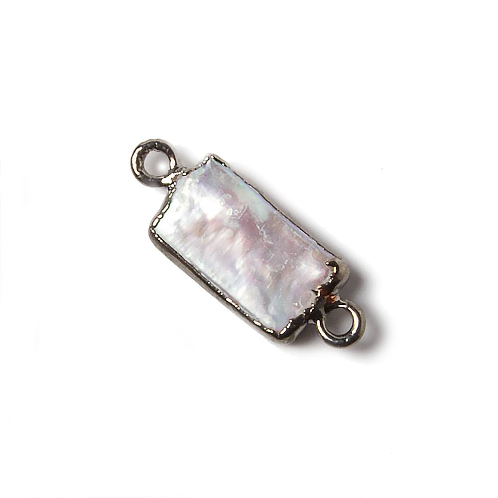 15x9mm Black Gold Leafed White Rectangle Freshwater Pearl Connector 1 piece (ONLINE ORDER ONLY)