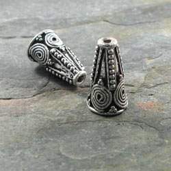 15x9mm Sterling Silver Plated Copper Cone Geometric Pattern *DISCONTINUED* (ONLINE ORDER ONLY)