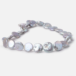 16-16.5mm Silver Coin Freshwater Pearls 16 inch 24 Beads (ONLINE ORDER ONLY)