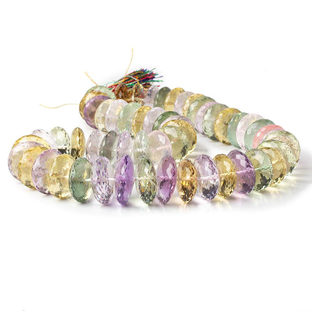 16-19mm Multi Gemstone German Faceted Rondelle Beads 16 inch 55 pieces  AAA (ONLINE ORDER ONLY)