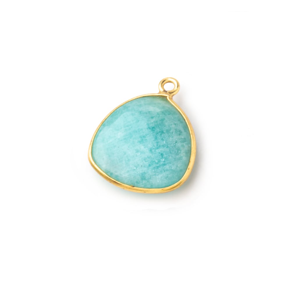 16.5mm Vermeil Bezel Amazonite Plain Triangle Pendant 1 Focal Bead (ONLINE ORDER ONLY)
