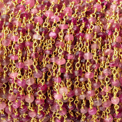 3.5mm Pink Tourmaline faceted rondelle Vermeil Chain by the foot 43 pcs