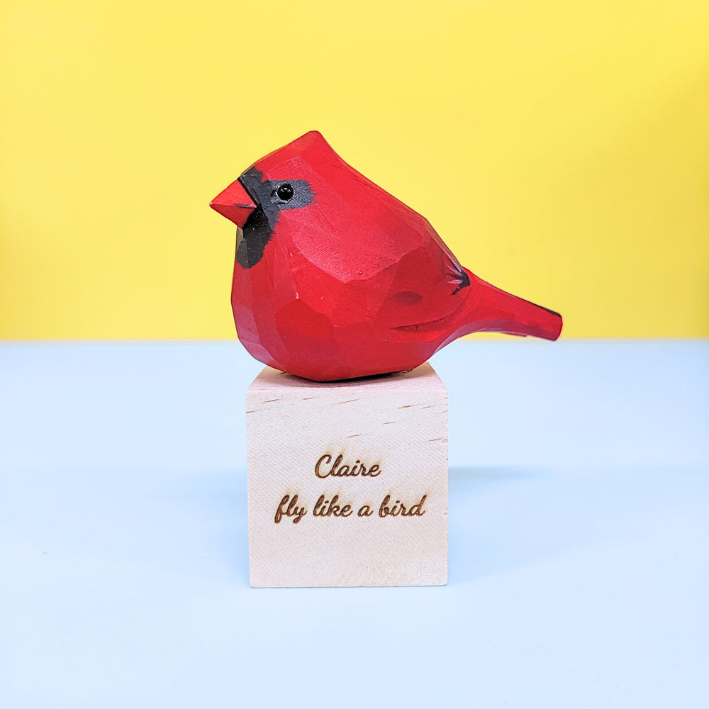 Hand Carved Cardinal Bird, Unique Gift for Loved Ones (ONLINE ORDER ONLY)