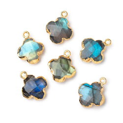 16mm Gold Leafed Labradorite Quatrefoil Pendant 1 focal piece (ONLINE ORDER ONLY)