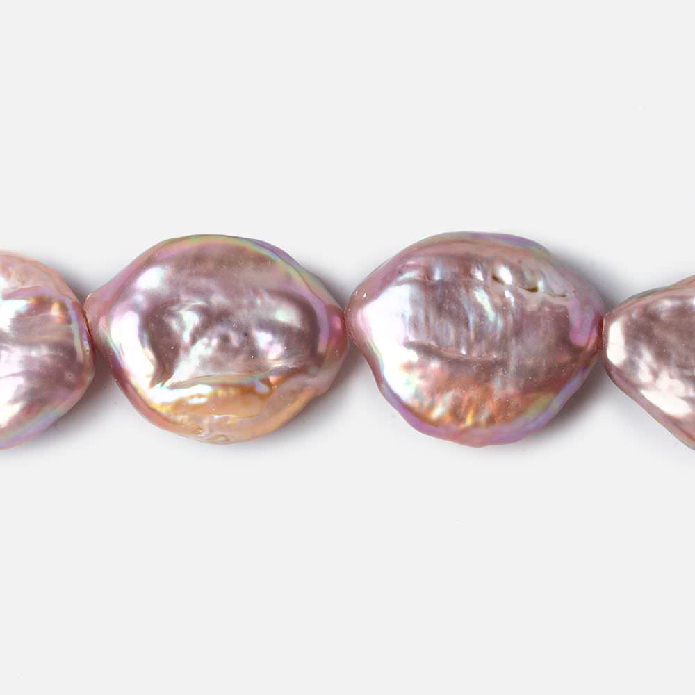 16mm Pinkish Violet Ultra Coin Freshwater Pearls 1.5mm Large Hole 16 inch 20 pieces (ONLINE ORDER ONLY)