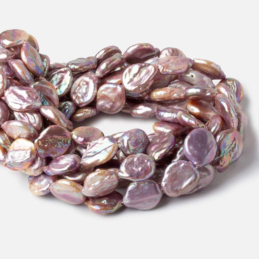 16mm Pinkish Violet Ultra Coin Freshwater Pearls 1.5mm Large Hole 16 inch 20 pieces (ONLINE ORDER ONLY)