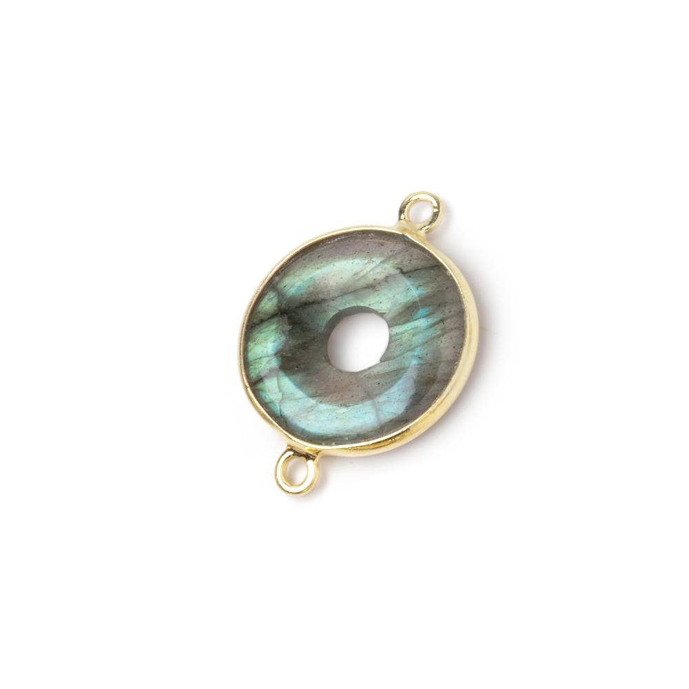 16mm Vermeil Bezel Labradorite Coin with Void Connector 1 piece (ONLINE ORDER ONLY)