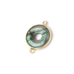 16mm Vermeil Bezel Labradorite Coin with Void Connector 1 piece (ONLINE ORDER ONLY)