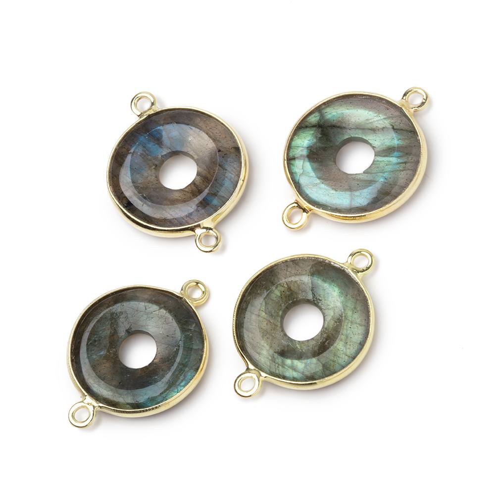 16mm Vermeil Bezel Labradorite Coin with Void Connector 1 piece (ONLINE ORDER ONLY)