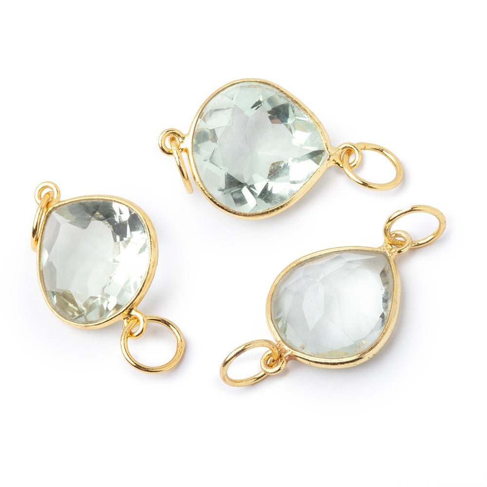 16mm Vermeil Bezel Prasiolite Pavilion Faceted Heart Connector 1 piece (ONLINE ORDER ONLY)