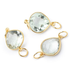 16mm Vermeil Bezel Prasiolite Pavilion Faceted Heart Connector 1 piece (ONLINE ORDER ONLY)