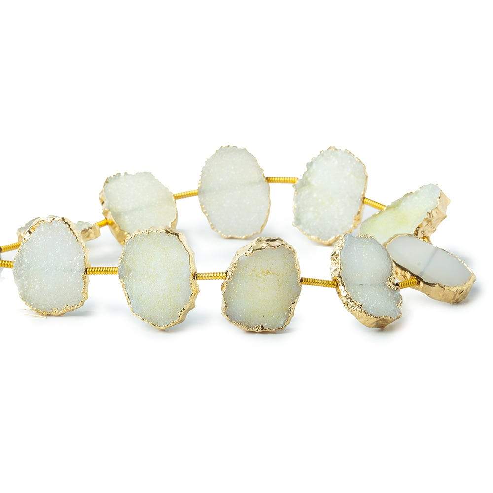 16x12-17x12mm Gold Leafed Pale Yellow Drusy side drilled Slices 8 inch 10 beads (ONLINE ORDER ONLY)