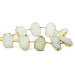 16x12-17x12mm Gold Leafed Pale Yellow Drusy side drilled Slices 8 inch 10 beads (ONLINE ORDER ONLY)