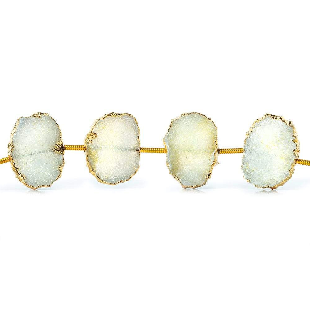 16x12-17x12mm Gold Leafed Pale Yellow Drusy side drilled Slices 8 inch 10 beads (ONLINE ORDER ONLY)