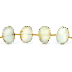 16x12-17x12mm Gold Leafed Pale Yellow Drusy side drilled Slices 8 inch 10 beads (ONLINE ORDER ONLY)