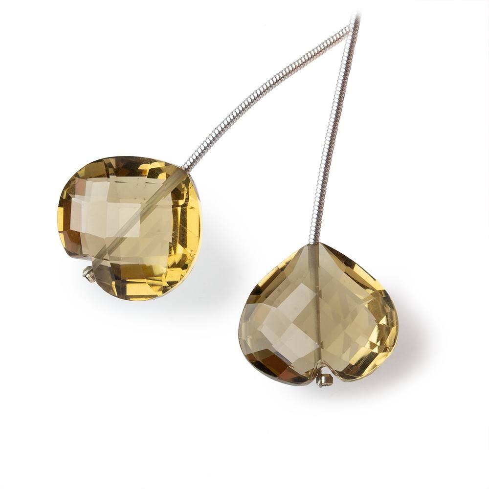 16x17-16x18mm Dark Lemon Quartz Cleft Heart Focal Beads Set of 2 (ONLINE ORDER ONLY)