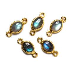 9x11mm Vermeil Bezeled Labradorite plain oval Connector 1 piece (ONLINE ORDER ONLY)