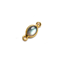 9x11mm Vermeil Bezeled Labradorite plain oval Connector 1 piece (ONLINE ORDER ONLY)