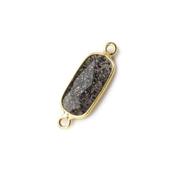 16x8mm Vermeil Bezeled Celestial Quartz elongated oval Connector 1 focal bead (ONLINE ORDER ONLY)