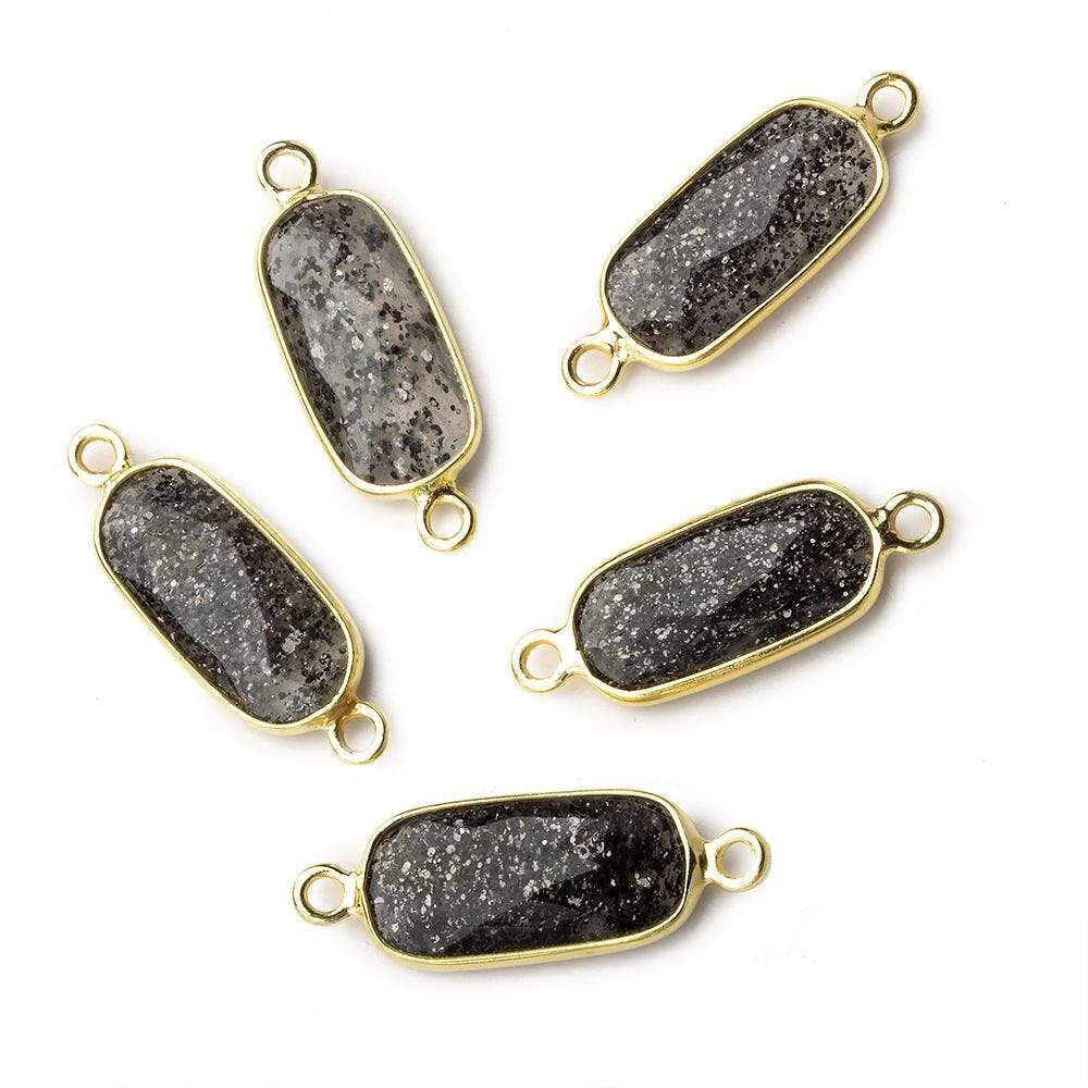 16x8mm Vermeil Bezeled Celestial Quartz elongated oval Connector 1 focal bead (ONLINE ORDER ONLY)