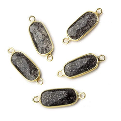 16x8mm Vermeil Bezeled Celestial Quartz elongated oval Connector 1 focal bead (ONLINE ORDER ONLY)