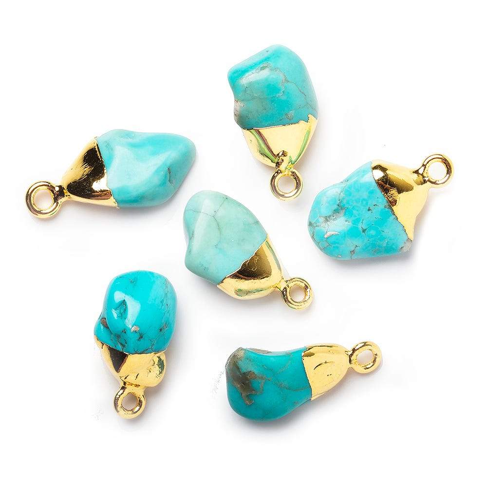 16x9mm Gold Leafed Turquoise plain freeform Pendant 1 piece (ONLINE ORDER ONLY)
