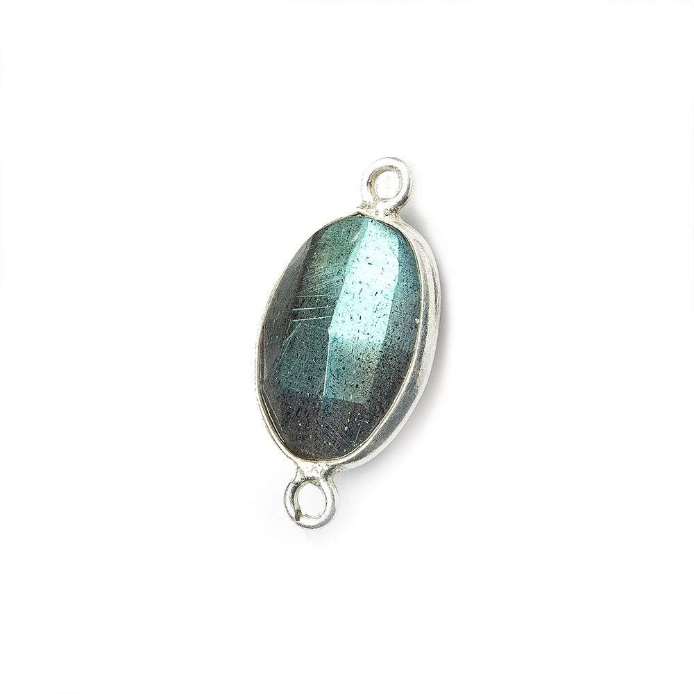 16x9mm Silver Bezeled Labradorite faceted nugget Connector 1 piece (ONLINE ORDER ONLY)
