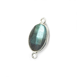 16x9mm Silver Bezeled Labradorite faceted nugget Connector 1 piece (ONLINE ORDER ONLY)