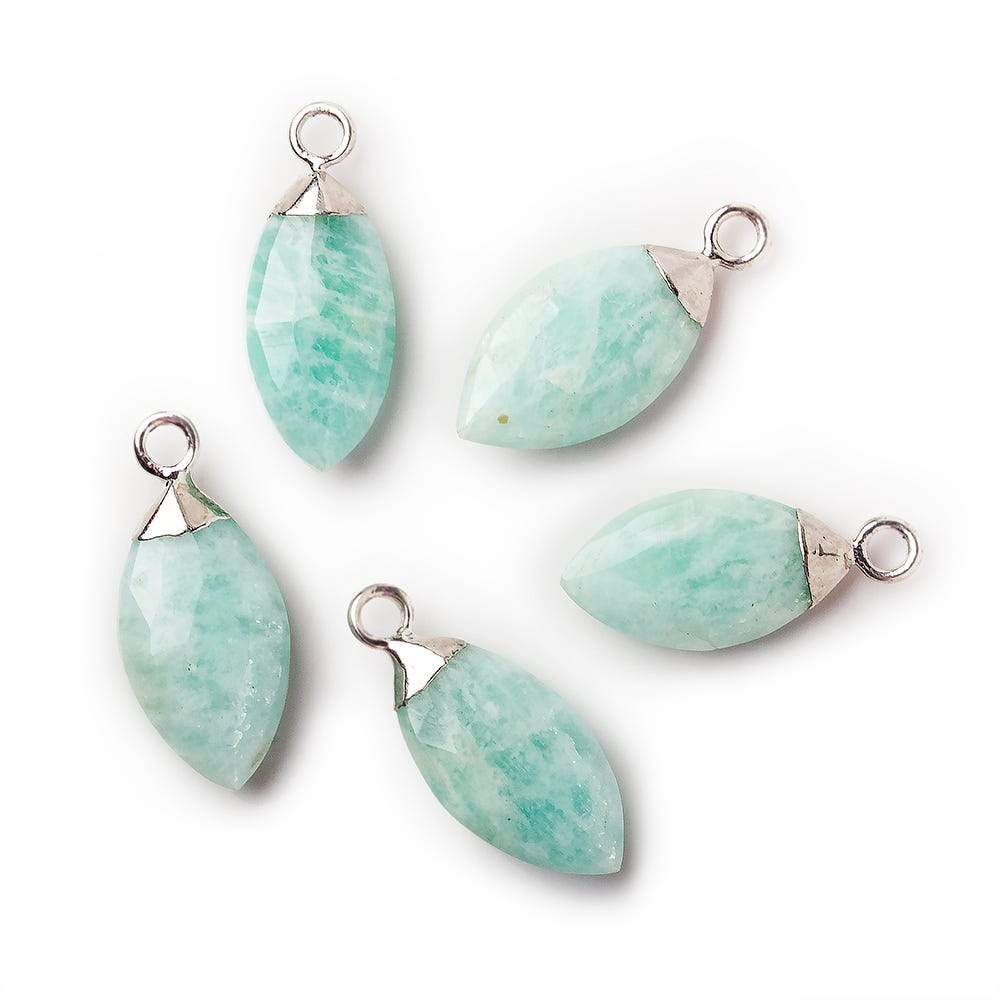 16x9mm Silver Leafed Amazonite Marquise Pendant 1 piece (ONLINE ORDER ONLY)