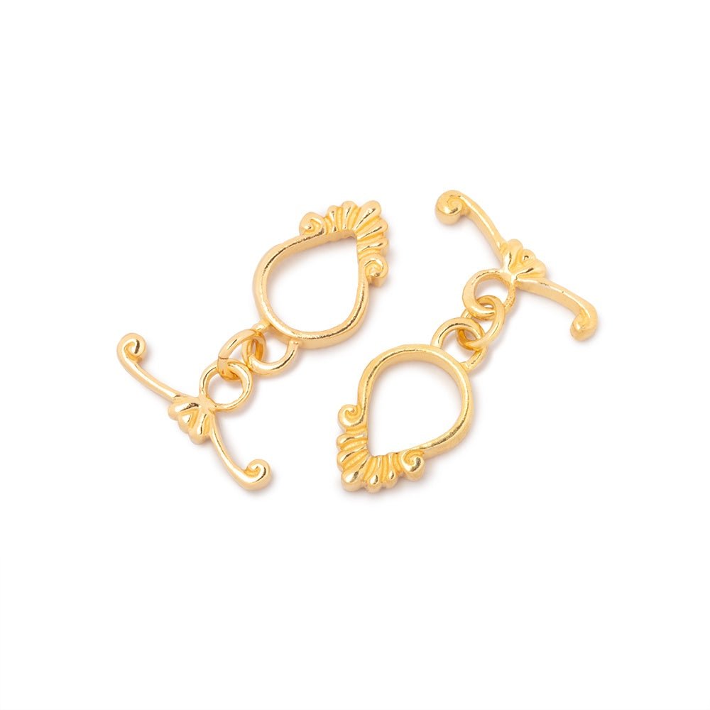 13x9mm Vermeil Toggle Fluted Pear Design 1 piece (ONLINE ORDER ONLY)