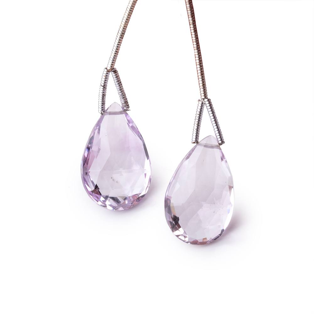 17-18mm Pink Amethyst Faceted Pear Set of 2 Focal Beads (ONLINE ORDER ONLY)