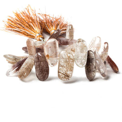 17 - 20mm Rutilated Quartz Plain Freeform Beads 8 inch 26 pieces (ONLINE ORDER ONLY)