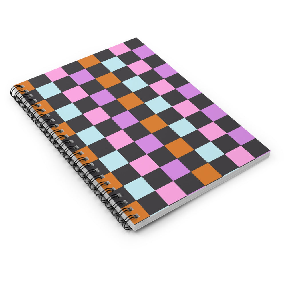 Retro Checkered pattern Spiral Notebook - Ruled Line (ONLINE ORDER ONLY)