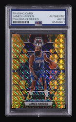 James Harden Signed 2022-23 Panini Mosaic Reactive Yellow #55 (PSA) (Online Order Only)