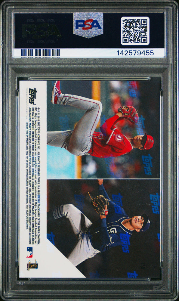 Graded 2018 Topps Now Shohei Ohtani & Christian Villanueva #159 AL & NL Rookies of the Month Rookie RC Baseball Card PSA 10 Gem Mint (ONLINE ORDER ONLY)