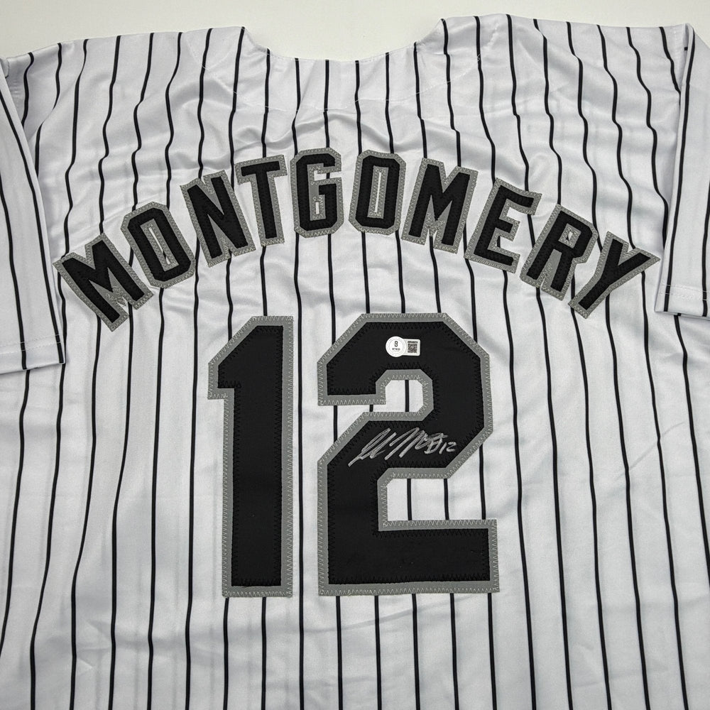 Autographed/Signed Colson Montgomery Chicago Pinstripe Baseball Jersey Beckett BAS COA (ONLINE ORDER ONLY)