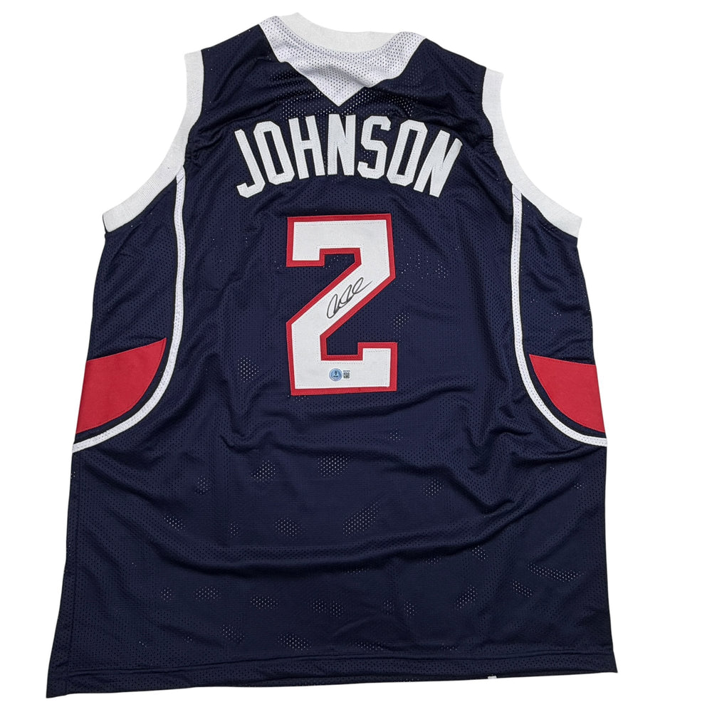 Autographed/Signed Joe Johnson Atlanta Blue Basketball Jersey Beckett BAS COA (ONLINE ORDER ONLY)