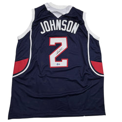 Autographed/Signed Joe Johnson Atlanta Blue Basketball Jersey Beckett BAS COA (ONLINE ORDER ONLY)
