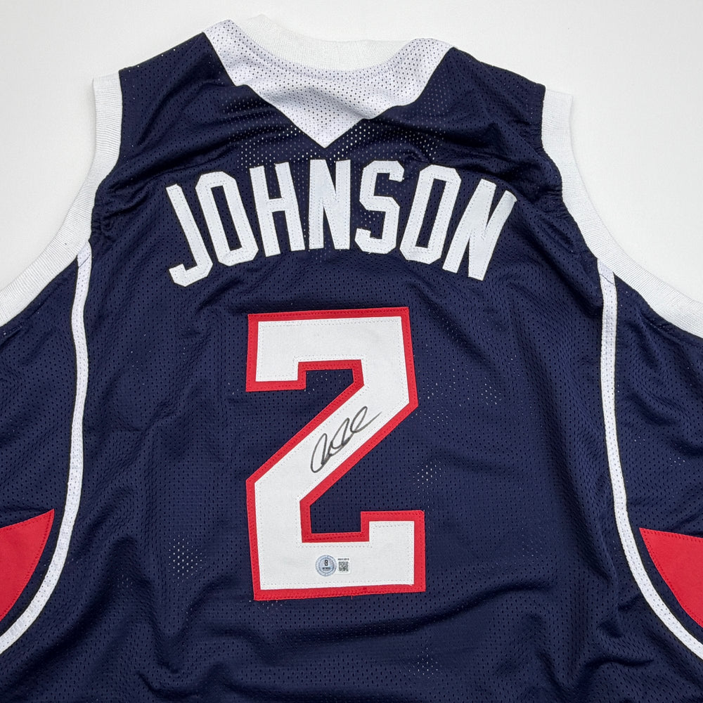 Autographed/Signed Joe Johnson Atlanta Blue Basketball Jersey Beckett BAS COA (ONLINE ORDER ONLY)