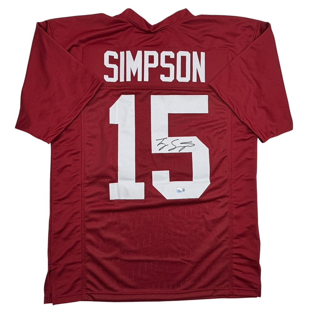 Autographed/Signed Tyler Ty Simpson Alabama Red College Football Jersey Beckett BAS COA (ONLINE ORDER ONLY)