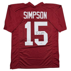 Autographed/Signed Tyler Ty Simpson Alabama Red College Football Jersey Beckett BAS COA (ONLINE ORDER ONLY)