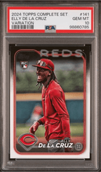 Graded 2024 Topps Complete Set Elly De La Cruz #141 Variation Rookie RC Baseball Card PSA 10 Gem Mint