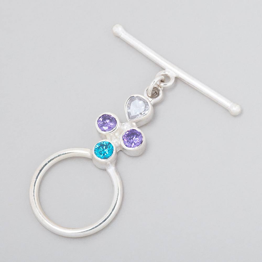 32x18mm Sterling Silver Bezeled Multi Color CZ Toggle 1 piece (ONLINE ORDER ONLY)
