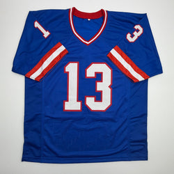 Autographed/Signed Odell Beckham Jr OBJ New York Retro Blue Football Jersey Beckett BAS COA